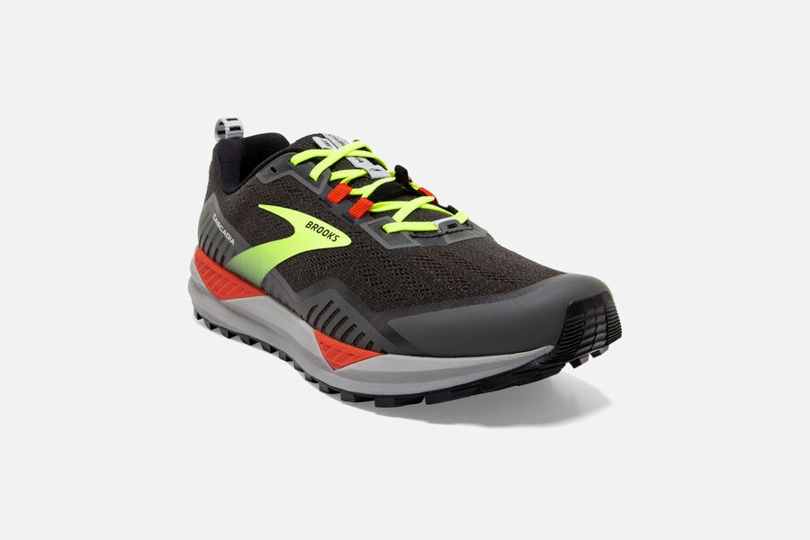 Cascadia 15 Trail Brooks Running Shoes NZ Mens - Black/Green - UVNSHP-702